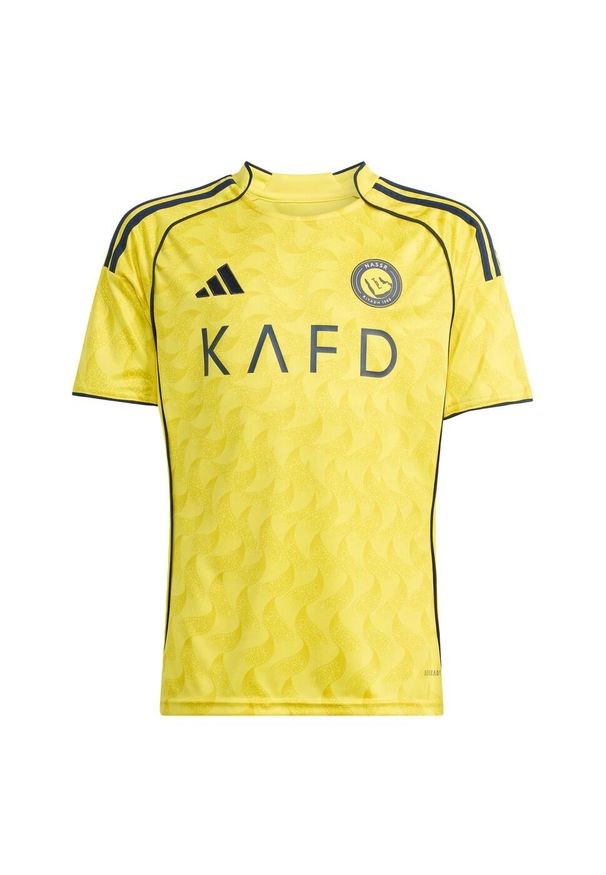 Adidas - Dziecięca koszulka podstawowa Al Nassr FC 25/26. Kolor: niebieski, wielokolorowy, żółty. Sport: piłka nożna