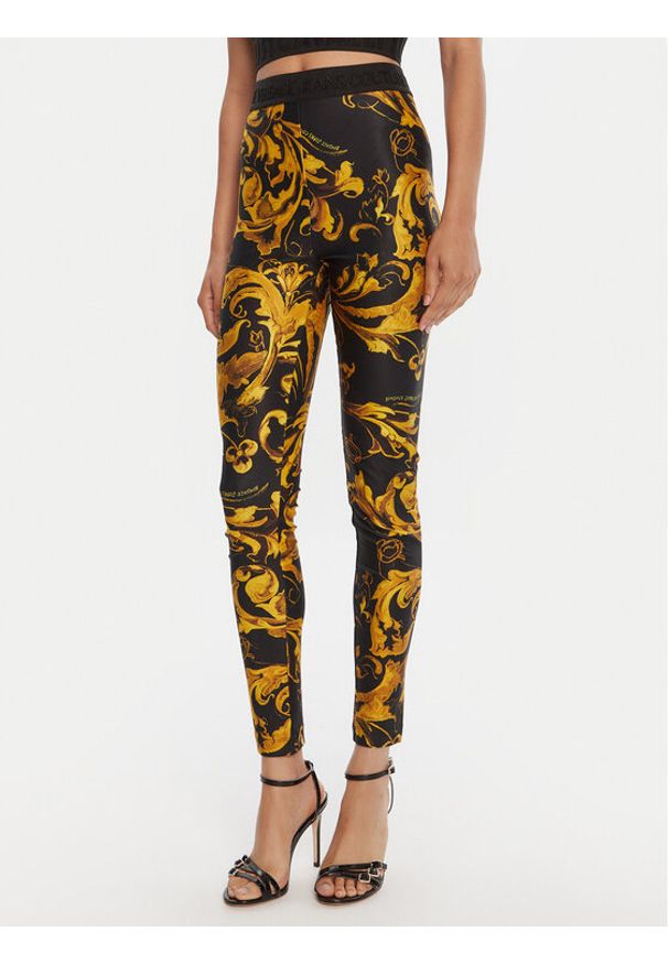 Versace Jeans Couture Legginsy 79HAC101 JS501 Czarny Slim Fit. Kolor: czarny. Materiał: syntetyk