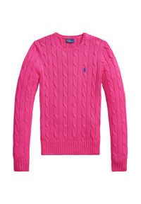 Polo Ralph Lauren Sweter 211971869508 Różowy Slim Fit. Typ kołnierza: polo. Kolor: różowy. Materiał: bawełna #4