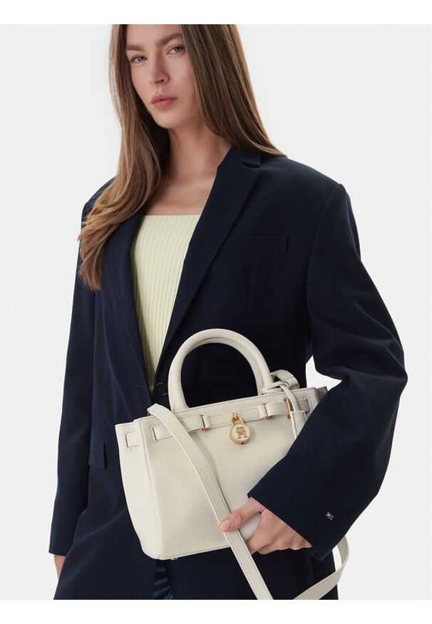 TOMMY HILFIGER - Tommy Hilfiger Torebka American Icon Mini Tote Leather AW0AW17926 Beżowy. Kolor: beżowy. Materiał: skórzane