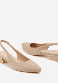 Renee - Ciemnobeżowe Sandały Vices na Stożku z Wkładką ze Skóry Naturalnej Bez Pięty Selenis. Nosek buta: szpiczasty. Kolor: beżowy. Materiał: skóra. Sezon: lato. Obcas: na stożku. Styl: wizytowy, elegancki. Wysokość obcasa: średni #9