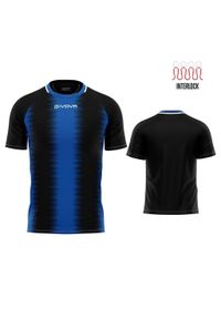 Koszulka Sportowa Givova Stripe Czarna-Royal L - Lekka i Oddychająca. Kolor: niebieski, czarny, wielokolorowy. Materiał: poliester. Sport: piłka nożna