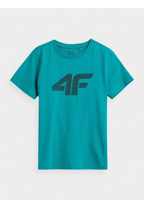 4f - T-shirt chłopięcy (122-164). Kolor: turkusowy. Materiał: bawełna, materiał