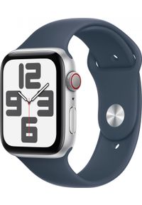 APPLE - Smartwatch Apple Apple Watch SE GPS + Cellular 44mm Silver Aluminium Case with Storm Blue Sport Band - S/M. Rodzaj zegarka: smartwatch. Styl: sportowy