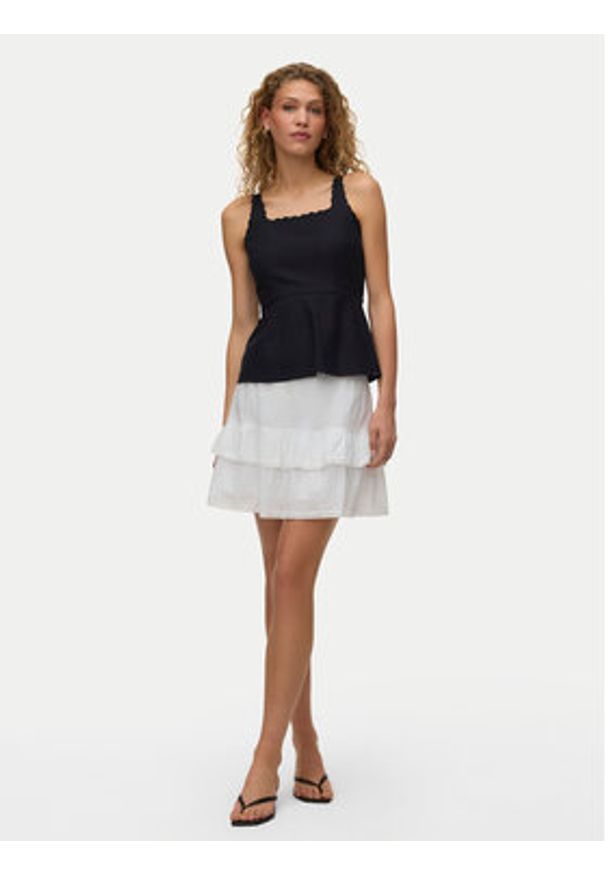 Vero Moda Spódnica mini Trine 10342736 Biały Regular Fit. Kolor: biały. Materiał: bawełna