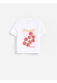 Reserved - T-shirt z nadrukiem - biały. Kolor: biały. Materiał: bawełna, dzianina. Wzór: nadruk #1