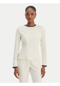 Marella Bluzka Scacco 2613111013 Écru Slim Fit. Materiał: syntetyk #1