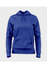 MegaKoszulki - Damska bluza z kapturem (bez nadruku, gładka) - niebieska. Typ kołnierza: kaptur. Kolor: niebieski. Wzór: gładki