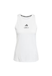 Adidas - Koszulka Les Mills Graphic Tank. Kolor: biały. Długość rękawa: bez rękawów. Technologia: ClimaCool (Adidas)