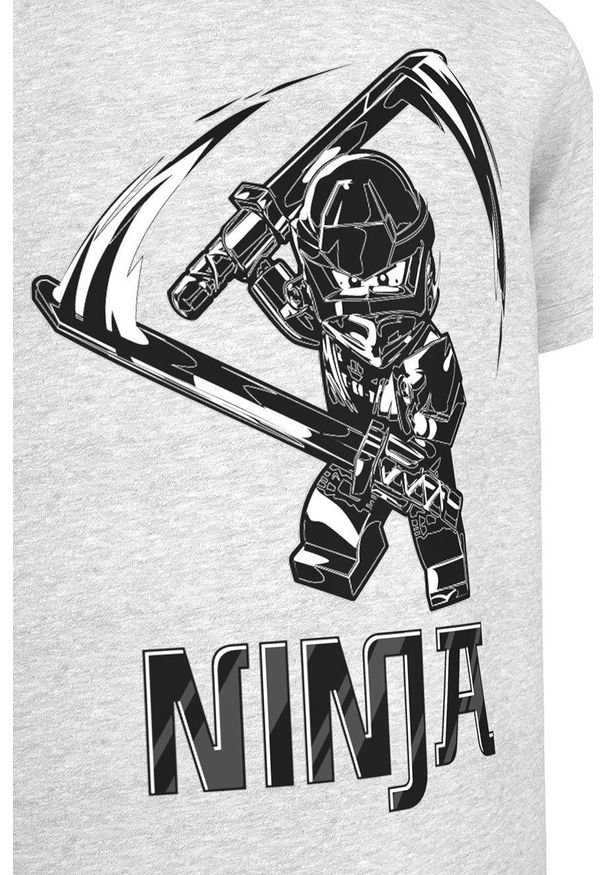 LEGO Wear - Lego Wear t-shirt bawełniany dziecięcy kolor szary z nadrukiem. Okazja: na co dzień. Kolor: szary. Materiał: bawełna. Wzór: nadruk. Styl: casual