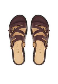 Guess Klapki FLJGRY LEA03 Bordowy. Kolor: czerwony. Materiał: skóra #2