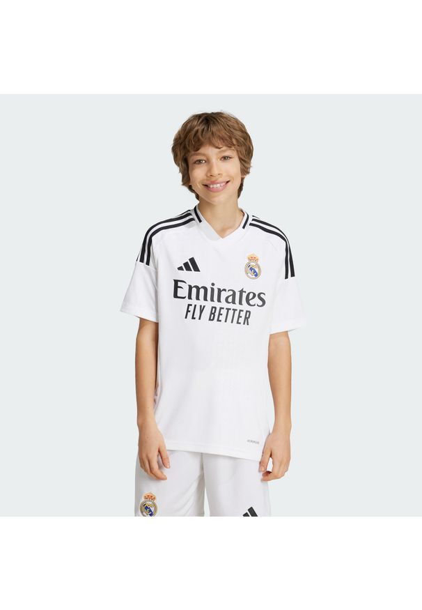 Adidas - Koszulka Real Madrid 24/25 Home Kids. Kolor: biały. Materiał: materiał. Sport: piłka nożna