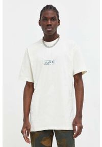 Vans t-shirt bawełniany męski kolor beżowy z nadrukiem. Kolor: beżowy. Materiał: bawełna. Wzór: nadruk #2