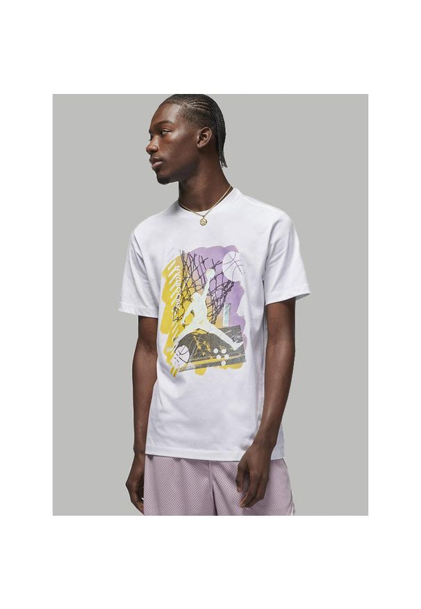 Jordan - Koszulka męska nike air jordan brand graphic crew 1 tee white. Kolor: biały. Sport: koszykówka