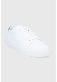 Calvin Klein buty skórzane kolor biały. Nosek buta: okrągły. Zapięcie: sznurówki. Kolor: biały. Materiał: skóra #4