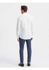 Ombre Clothing - Klasyczna męska bawełniana koszula SLIM FIT w mikro wzór - biała V1 OM-SHCS-0156 - XXL. Typ kołnierza: kołnierzyk klasyczny. Kolor: biały. Materiał: bawełna. Długość rękawa: długi rękaw. Długość: długie. Wzór: nadruk. Styl: klasyczny #3