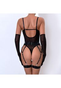 Intica - Body z pasem do pończoch i rękawiczkami na romantyczne wieczory Orelia. Kolor: czarny. Materiał: materiał #6