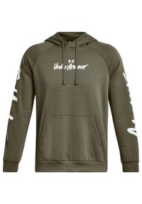 Bluza z kapturem męskie Under Armour Rival Fleece Graphic. Typ kołnierza: kaptur. Kolor: zielony. Materiał: bawełna, materiał. Sport: fitness #1