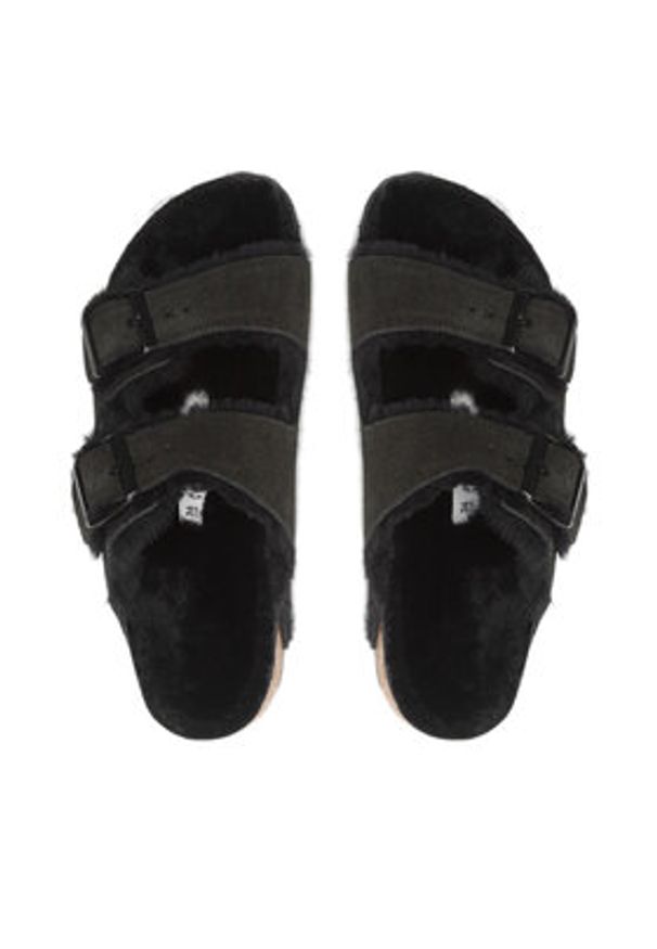 Birkenstock Klapki Arizona Shearling 0752663 Czarny. Kolor: czarny. Materiał: skóra, welur