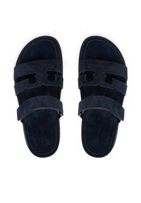 Tory Burch Klapki Ines Sport Slide 163481 Granatowy. Kolor: niebieski. Materiał: skóra, zamsz. Styl: sportowy #6