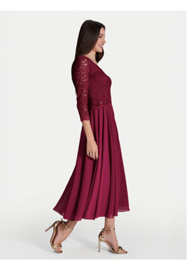 Swing Sukienka koktajlowa 5AI08900 Bordowy Regular Fit. Kolor: czerwony. Materiał: syntetyk. Styl: wizytowy