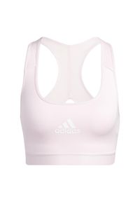 Adidas - Powerreact Training Medium-Support Bra. Kolor: różowy. Materiał: materiał #1