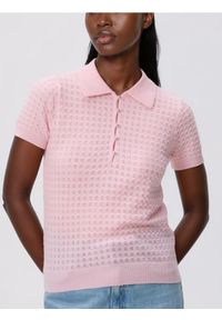 Reserved - Dzianinowa bluzka - pastelowy róż. Kolor: różowy. Materiał: dzianina. Wzór: ażurowy. Styl: klasyczny #1