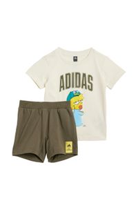Adidas - Dziecięcy zestaw koszulka i spodenki The Simpsons. Okazja: na uczelnię. Kolor: biały. Materiał: dresówka. Styl: sportowy #1