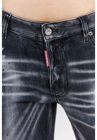 DSQUARED2 Czarne jeansy męskie super twinky jean. Kolor: czarny. Wzór: aplikacja #4