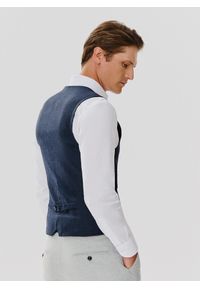 Pako Lorente - PAKO LORENTE – Jednorzędowa kamizelka męska w kolorze granatowym. Kolor: niebieski. Materiał: elastan, poliamid, len, bawełna, wełna #6