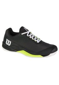 Buty do tenisa ziemnego Wilson Rush Pro 4.0 Clay M WRS332120 czarne. Zapięcie: sznurówki. Kolor: czarny. Materiał: tkanina, syntetyk, guma. Szerokość cholewki: normalna. Sport: tenis