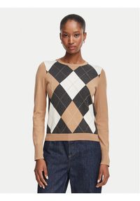 Marella Sweter Carabo 2625366131 Brązowy jasny Regular Fit. Kolor: brązowy. Materiał: wiskoza #1
