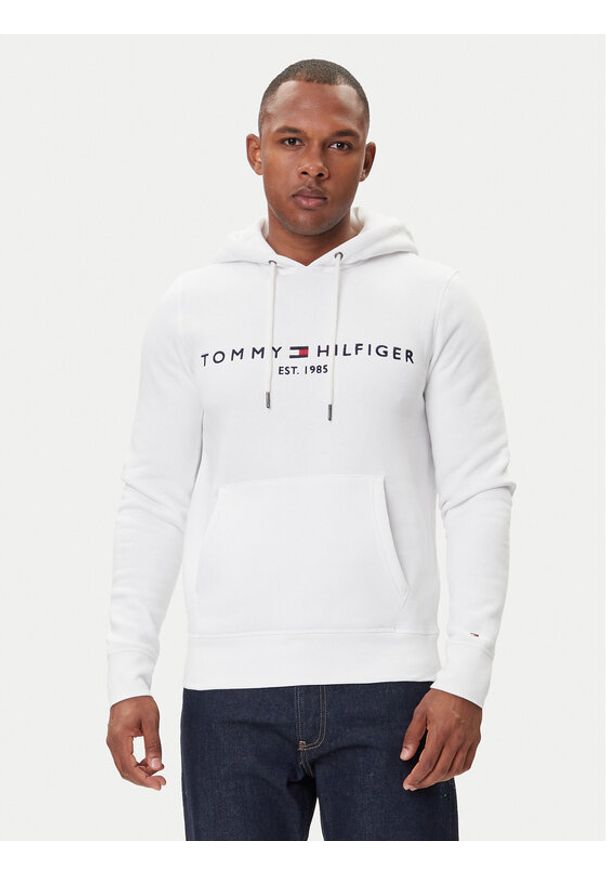 TOMMY HILFIGER - Tommy Hilfiger Bluza Logo MW0MW11599 Biały Regular Fit. Kolor: biały. Materiał: syntetyk