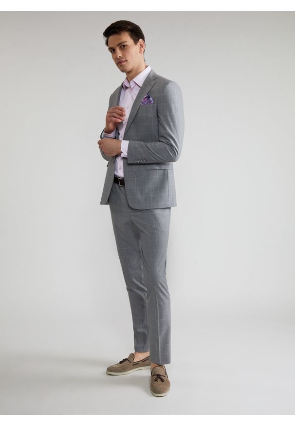 Pako Lorente - Szare spodnie garniturowe P22SF-6G-009-S-S. Kolor: szary. Materiał: wełna, poliester, elastan