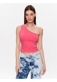 Calvin Klein Jeans Top J20J220788 Różowy Slim Fit. Kolor: różowy. Materiał: syntetyk, wiskoza