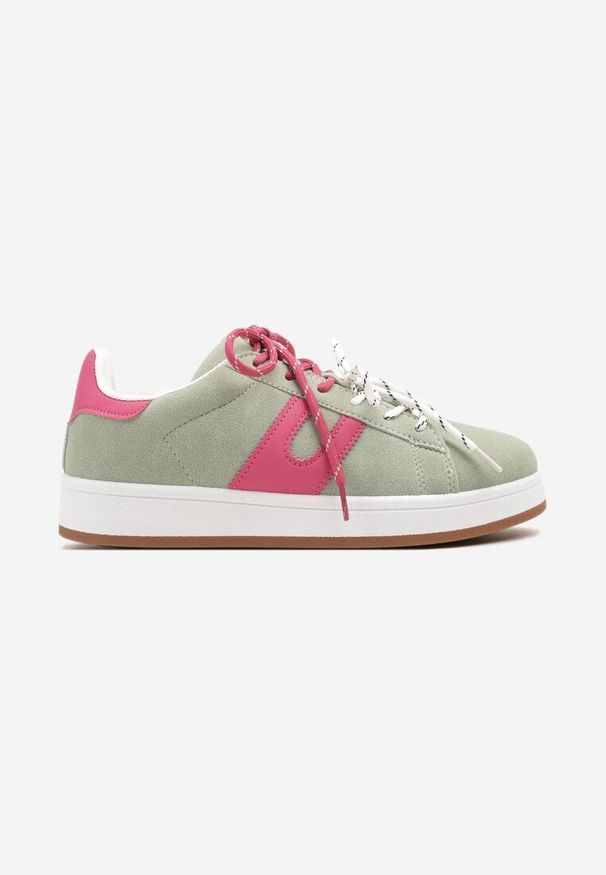 Born2be - Zielono-Fuksjowe Sneakersy z Geometrycznym Wzorem Telawiela. Okazja: na co dzień. Kolor: zielony. Wzór: geometria