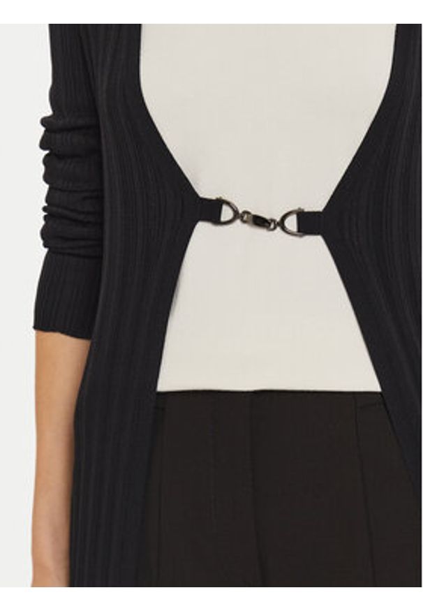 Sisley Kardigan 1WTHM6021 Czarny Slim Fit. Kolor: czarny. Materiał: wiskoza