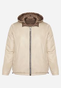 Born2be - Brązowa Kurtka Dwustronna z Odpinanym Kapturem Frolbia. Okazja: na co dzień. Kolor: brązowy. Materiał: jeans. Wzór: gładki. Styl: klasyczny, casual, elegancki #7