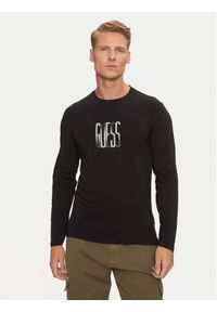 Guess Longsleeve M4BI34 J1314 Czarny Slim Fit. Kolor: czarny. Materiał: bawełna. Długość rękawa: długi rękaw