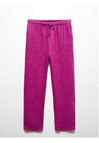 mango - Mango Spodnie materiałowe Linen 67075724 Różowy Regular Fit. Kolor: różowy. Materiał: len