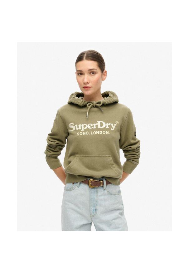 Superdry - Bluza z kapturem Venue w metalicznym wykończeniem. Typ kołnierza: kaptur. Kolor: zielony