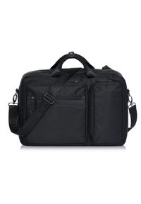 Ochnik - Czarny męski plecak i torba podróżna 2w1. Kolor: czarny. Materiał: nylon #9