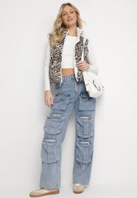 Born2be - Biała Dwustronna Kamizelka Pikowana ze Ściągaczami Kiterta. Okazja: na co dzień. Kolor: biały. Materiał: jeans. Wzór: gładki, nadruk, motyw zwierzęcy. Styl: casual, elegancki, klasyczny #5