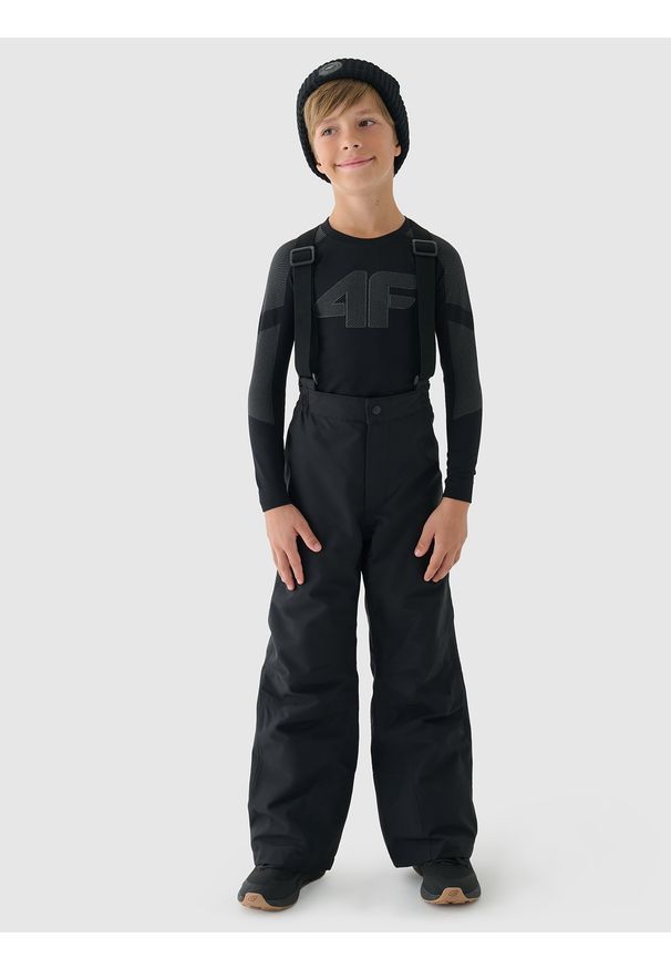 4f - 4F Spodnie narciarskie membrana 5000 chłopięce - czarne 140 (9-10 lat). Kolor: czarny. Materiał: poliester, dzianina, materiał, tkanina. Sezon: lato. Sport: narciarstwo