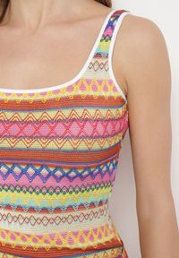 Born2be - Różowo-Pomarańczowa Dopasowana Sukienka Midi na Ramiączkach z Elastycznej Dzianiny Dempnia. Kolor: różowy. Materiał: dzianina. Długość rękawa: na ramiączkach. Długość: midi #5