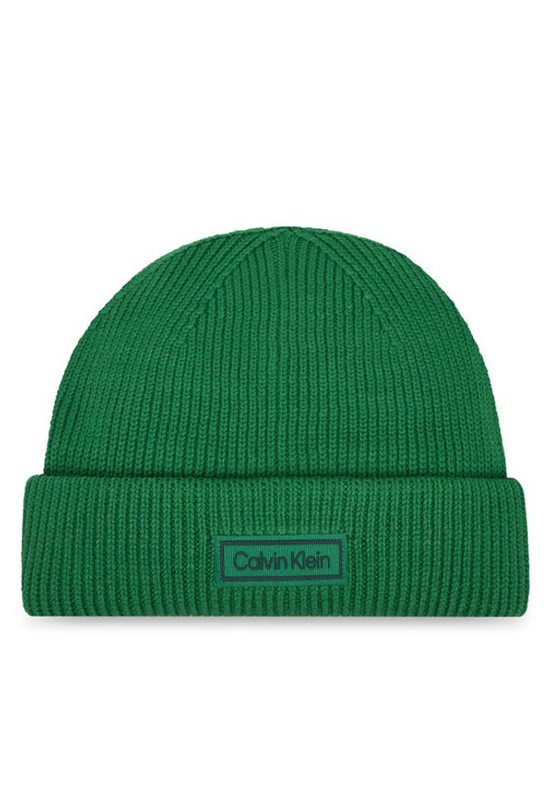 Calvin Klein Czapka LV04D8058G Zielony. Kolor: zielony. Materiał: wełna, materiał
