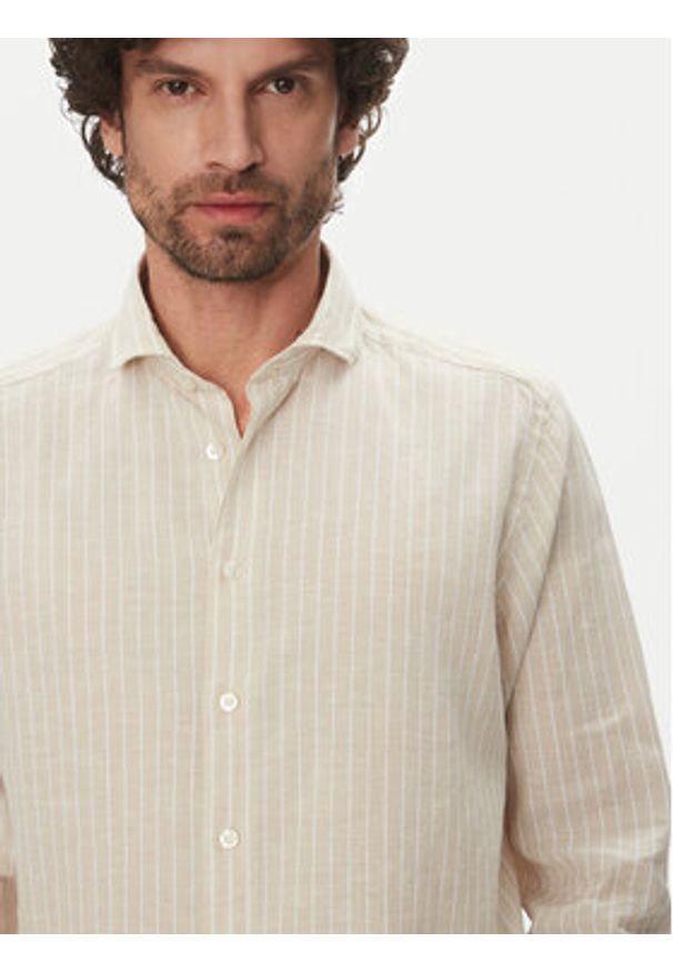 Hechter Paris Koszula 60357 151606 Beżowy Regular Fit. Kolor: beżowy