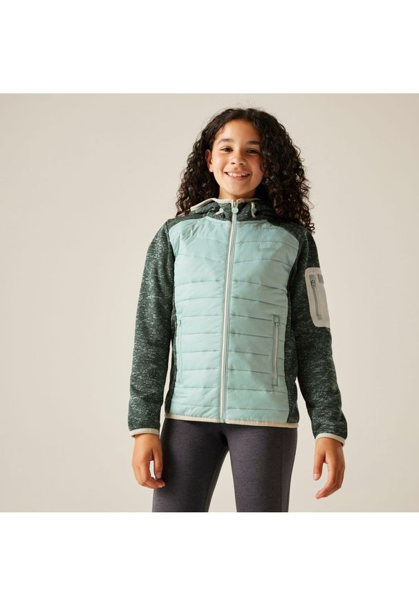 Regatta - Kurtka dziecięca hybrydowa Junior Newhill. Kolor: zielony. Materiał: puch. Styl: sportowy
