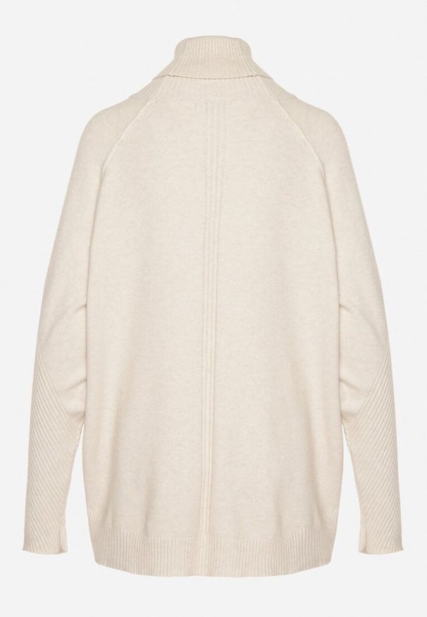 Born2be - Beżowy Klasyczny Golf z Dodatkiem Kaszmiru Zoirmosa. Okazja: na co dzień, do pracy, na spotkanie biznesowe. Typ kołnierza: golf. Kolor: beżowy. Materiał: kaszmir. Długość rękawa: długi rękaw. Długość: długie. Styl: klasyczny