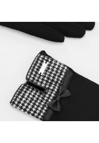 Wittchen - Damskie rękawiczki z wykończeniem w pepitkę czarne. Kolor: czarny. Materiał: wełna. Styl: klasyczny, elegancki #4